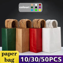 10/30/50PCS Holiday Gift Bags with Handle – Colored Paper Shopping Bags for Christmas, Valentine’s Day, Wedding & Party Favors