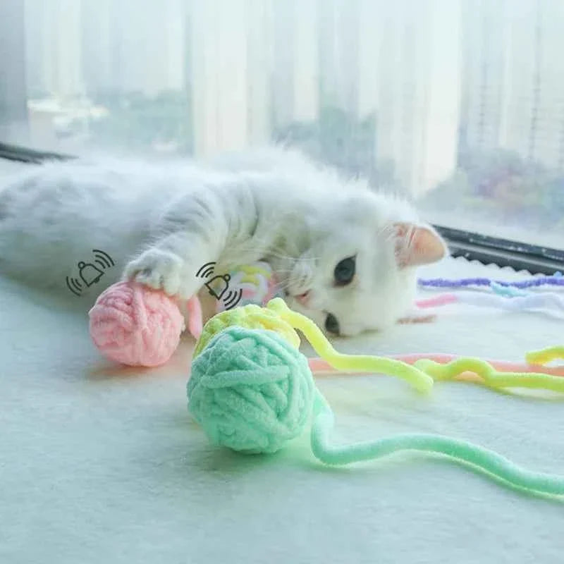 Colorful Yarn Ball Cat Toys with Bell