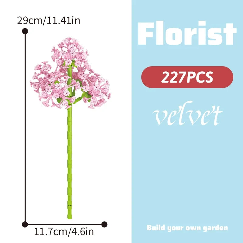Building block bouquet simulation of flowers female gift assembly,small particle building block children's assembly toy