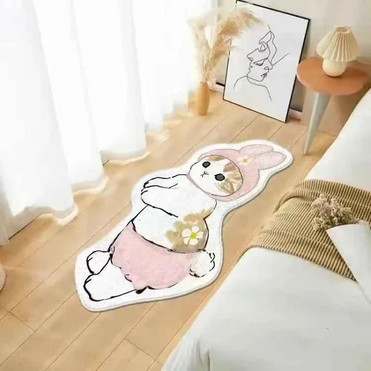 Cartoon Cat Carpet Plush Warm Bedside Blanket Cute Girlish