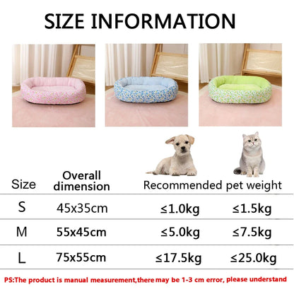 Kawaii Bolster Sofa Bed for Cats & Dogs – Soft Cotton All-Season Pet Nest with Raised Border (4 Colors, S–L)