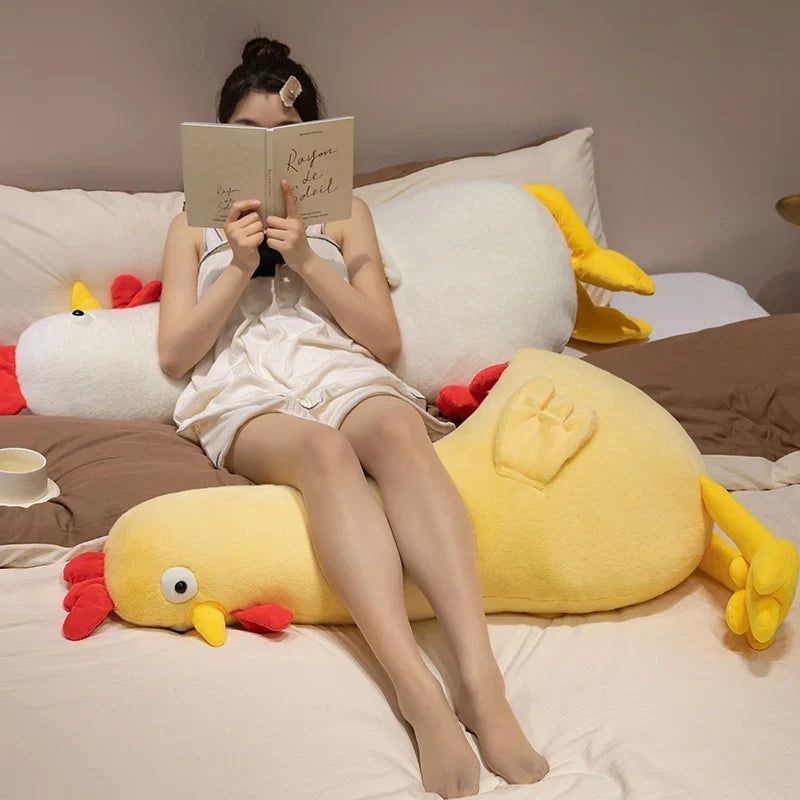 Giant Yellow Chicken Plush Pillow – Soft Stuffed Animal Cushion (60–140 cm)