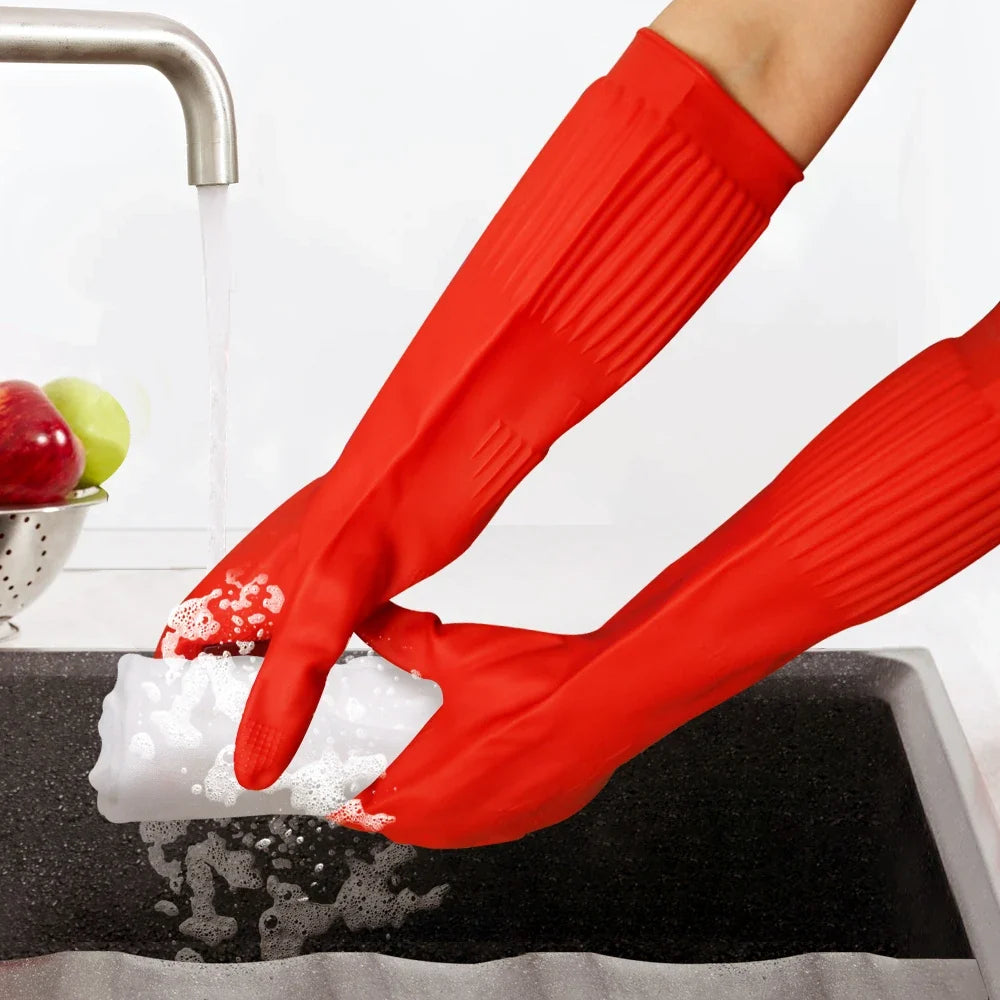 Silicone Dishwashing Gloves – Long Rubber Scrubber Cleaning Gloves