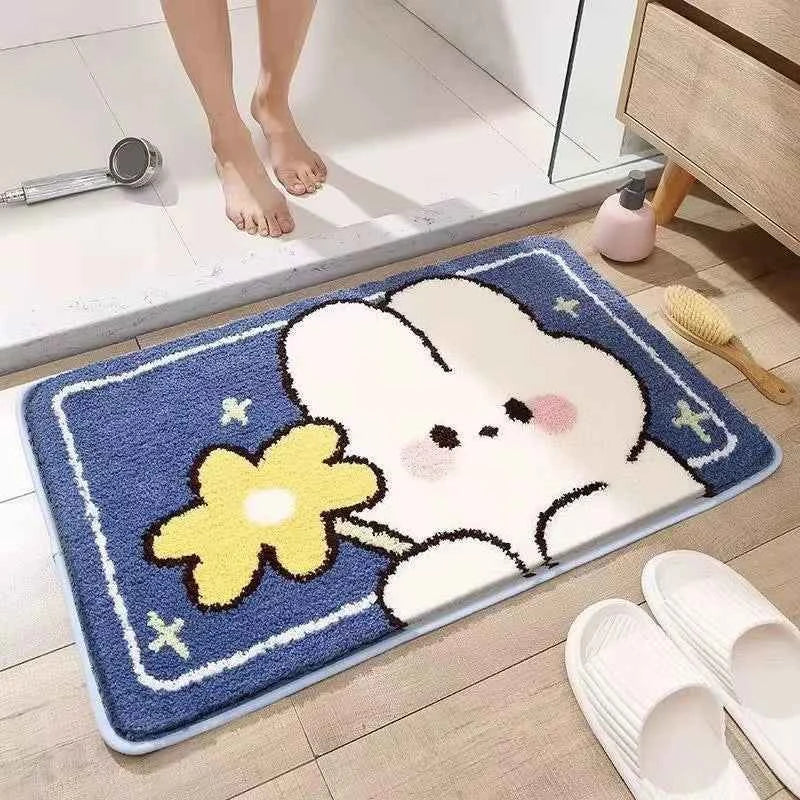 Cute Rabbit Carpet Bathtub Carpet Non-Slip Absorbent Mat