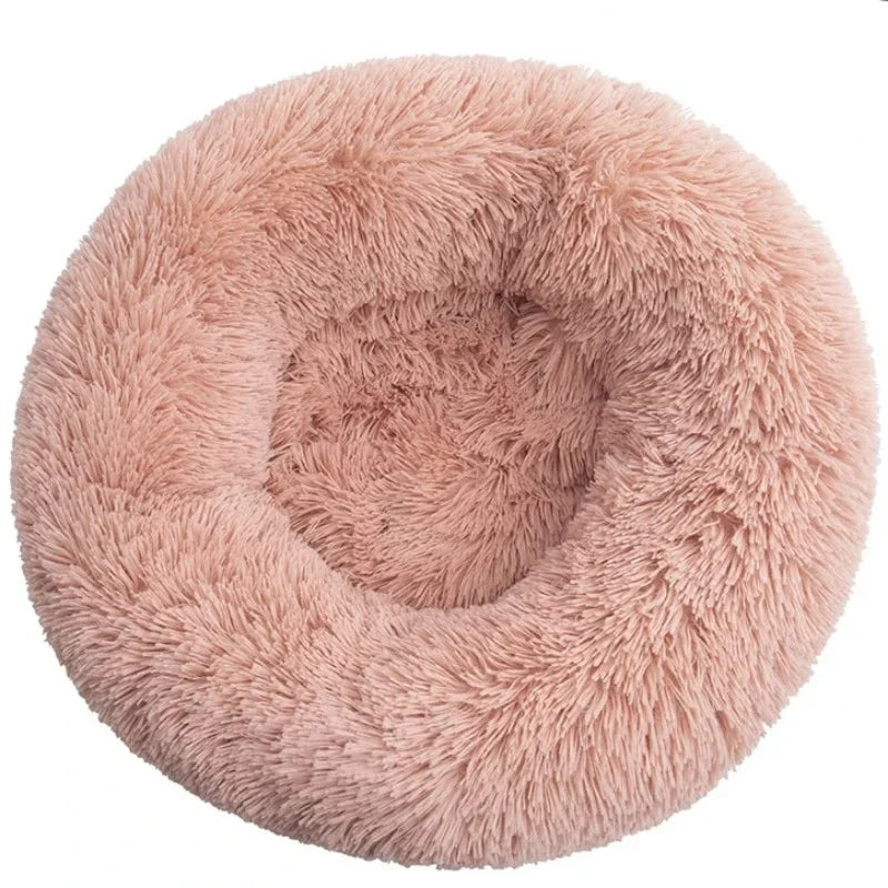 Round Plush Pet Bed for Large & Medium Dogs – Super Soft Cat Bed, Cozy Winter Warm Sleeping House