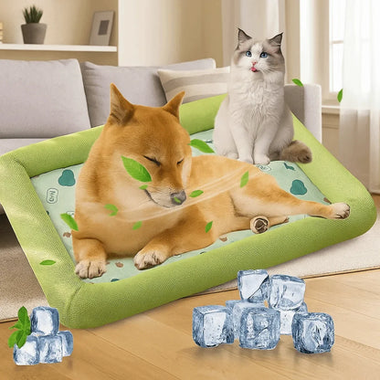 Cooling Pet Bed Mat for Dogs & Cats – Breathable Waterproof Anti-Slip Square Sleeping Pad (2 Colors, S–XL)