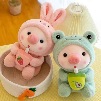Milk Tea Pig Plush Pillow – Cute Frog Animal Stuffed Doll