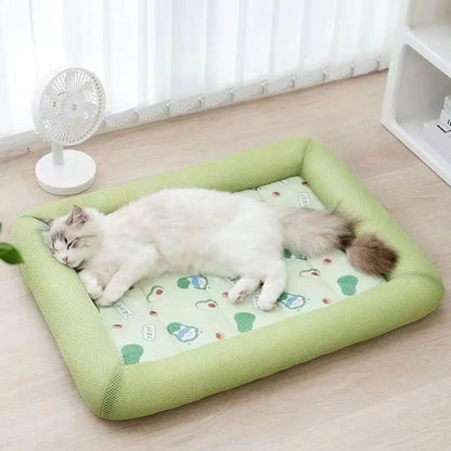 Cooling Pet Bed Mat for Dogs & Cats – Breathable Waterproof Anti-Slip Square Sleeping Pad (2 Colors, S–XL)