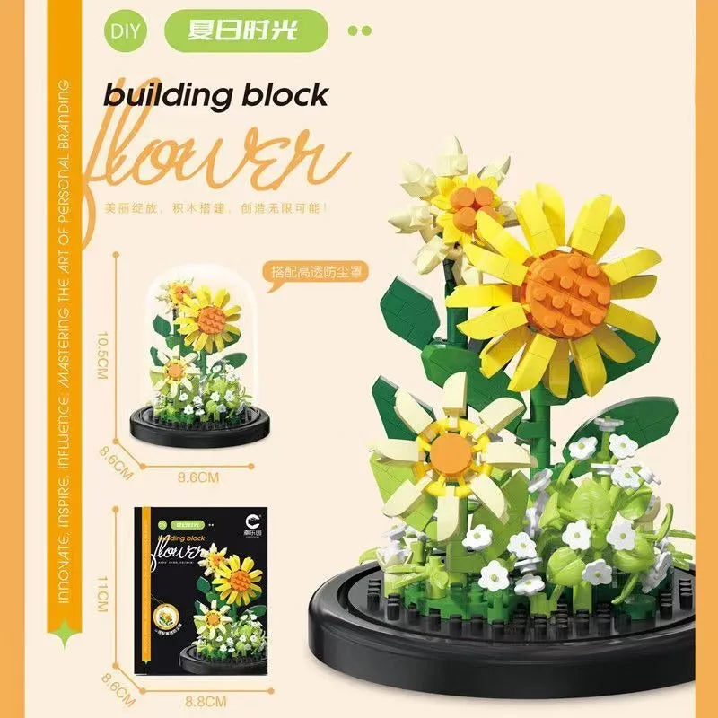 Potted Building Block Simulation Succulent Bouquet Creative Puzzle Building Block Eternal Flower Home Decoration Rose