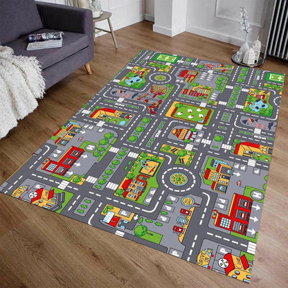 Kids Car Play Mat Rug – Highway City Traffic Road Carpet