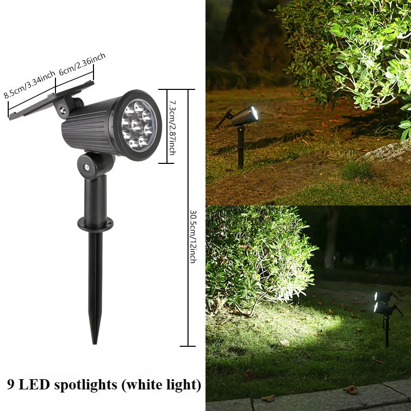 9 LED Solar Spot Light Outdoor Waterproof Spotlights Solar Garden Lights Landscape Lighting Decoration Pathway Lawn Lamp