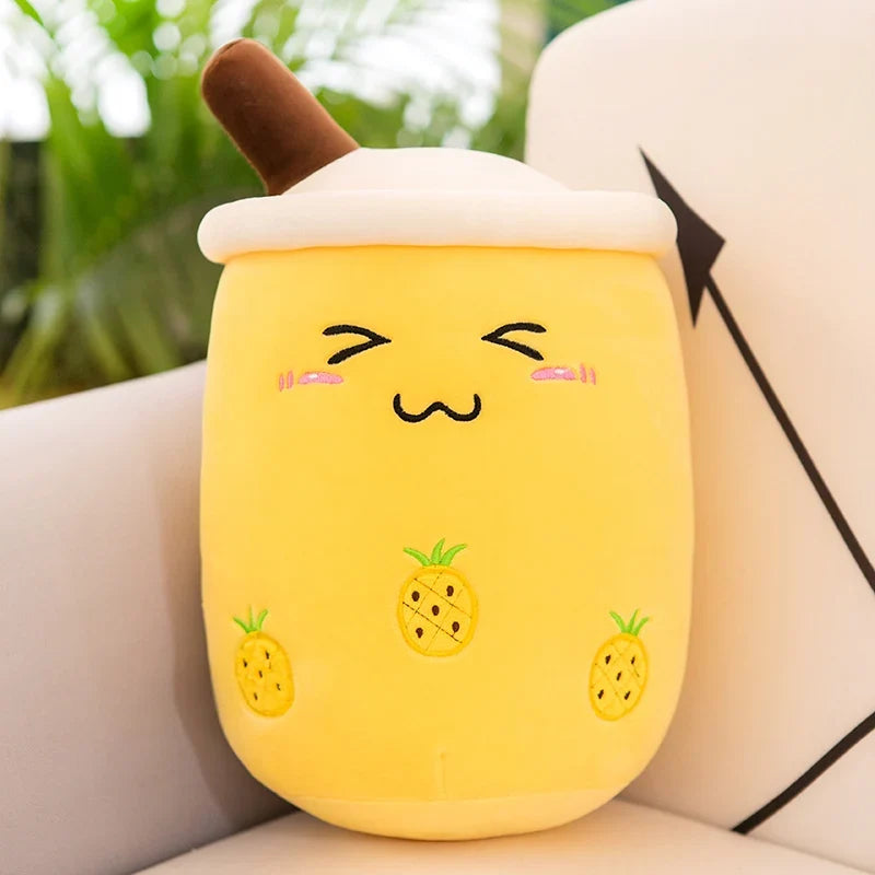 Kawaii Boba Fruit Bubble Tea All Series Cartoon Plush Toy Stuffed Animals Cute Food Milk Tea Soft Toys Room Decor Pillow Gifts