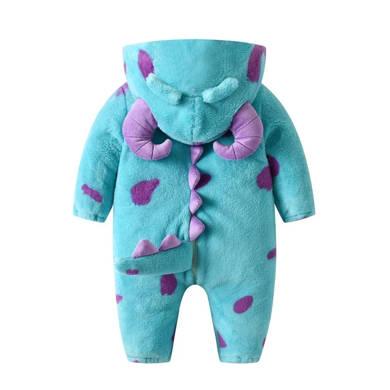 2023-07-25 Lioraitiin 0-3Years Infant Baby Boy Girl Fleece Jumpsuit Horn Hooded Warm Thicken Winter Rompers Outwear Snowsuit