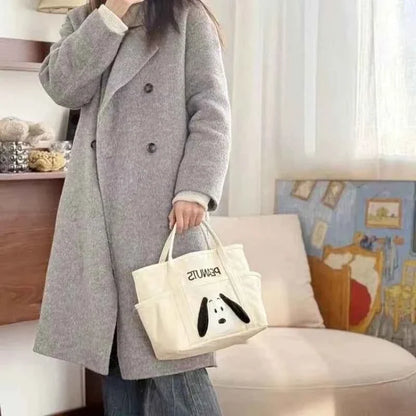 Snoopy Canvas Shoulder Bag – Large Capacity Multi-Pocket Handbag