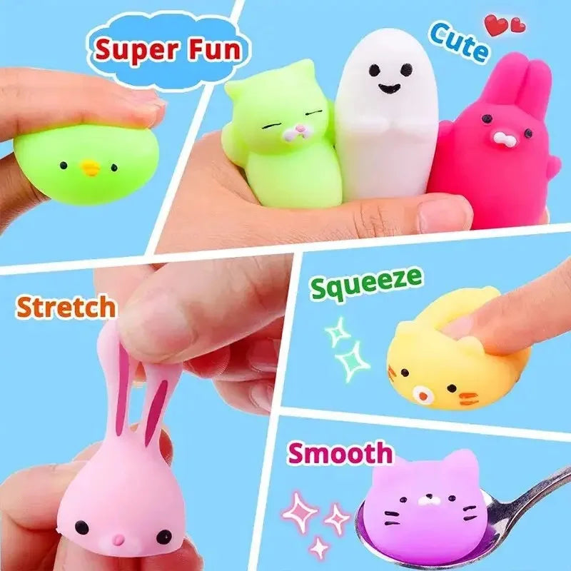 20 Pcs Random Cute Animals Vent and Relieve Stress with Toys and Small Gifts Soft Rubber Animal Pinching