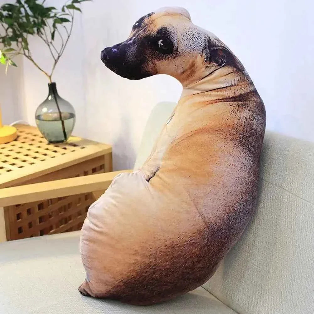 3D Lifelike Dog Throw Pillow – Funny Cute Dog Head Printed Cushion for Home