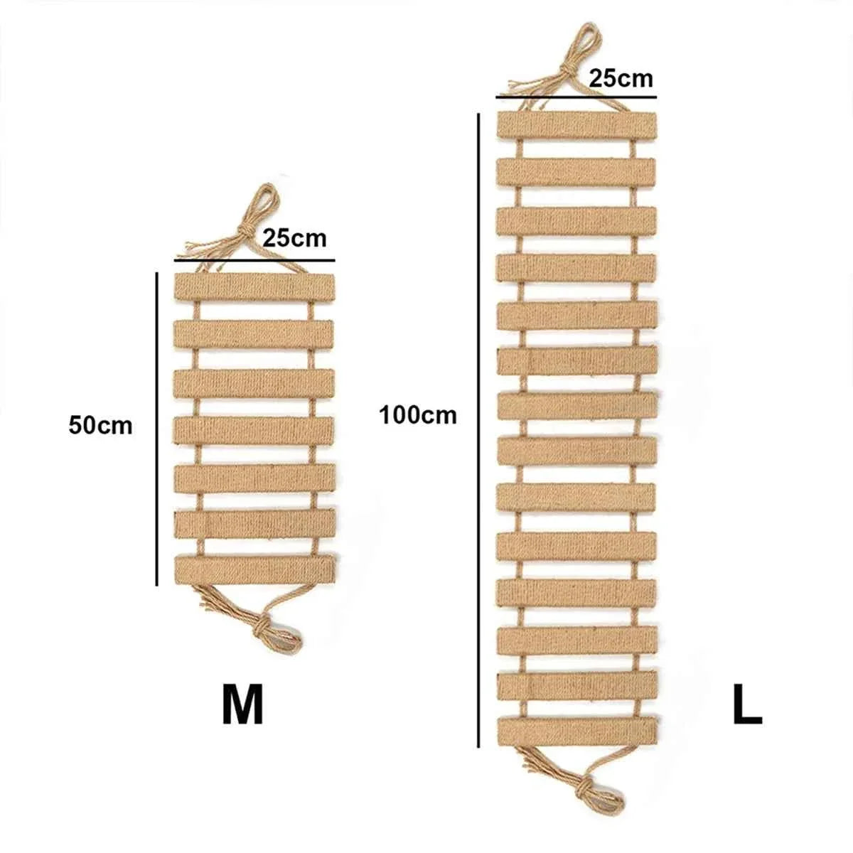 Cat Climbing Bridge & Ladder – Wooden Cat Tower with Sisal Rope Scratching Post for Indoor Cats