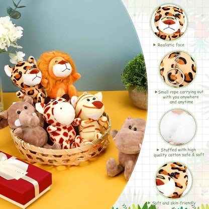 Mini Safari Plush Toy Set – Small Jungle Stuffed Animals Party Pack