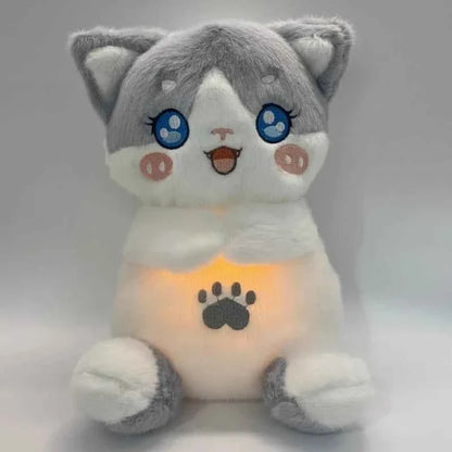 Luminous Breathing Fox Cat Plush Toy – Music & Light Sleep Companion