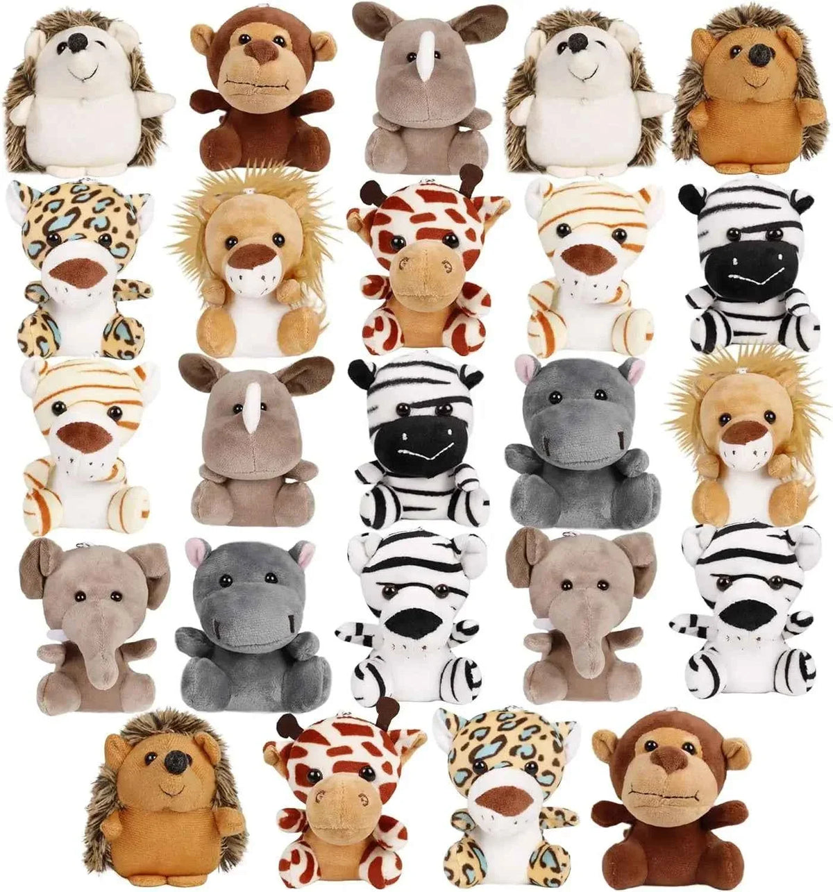 Mini Safari Plush Toy Set – Small Jungle Stuffed Animals Party Pack