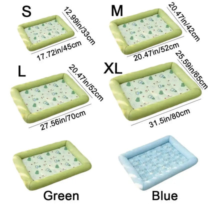 Cooling Pet Bed Mat for Dogs & Cats – Breathable Waterproof Anti-Slip Square Sleeping Pad (2 Colors, S–XL)
