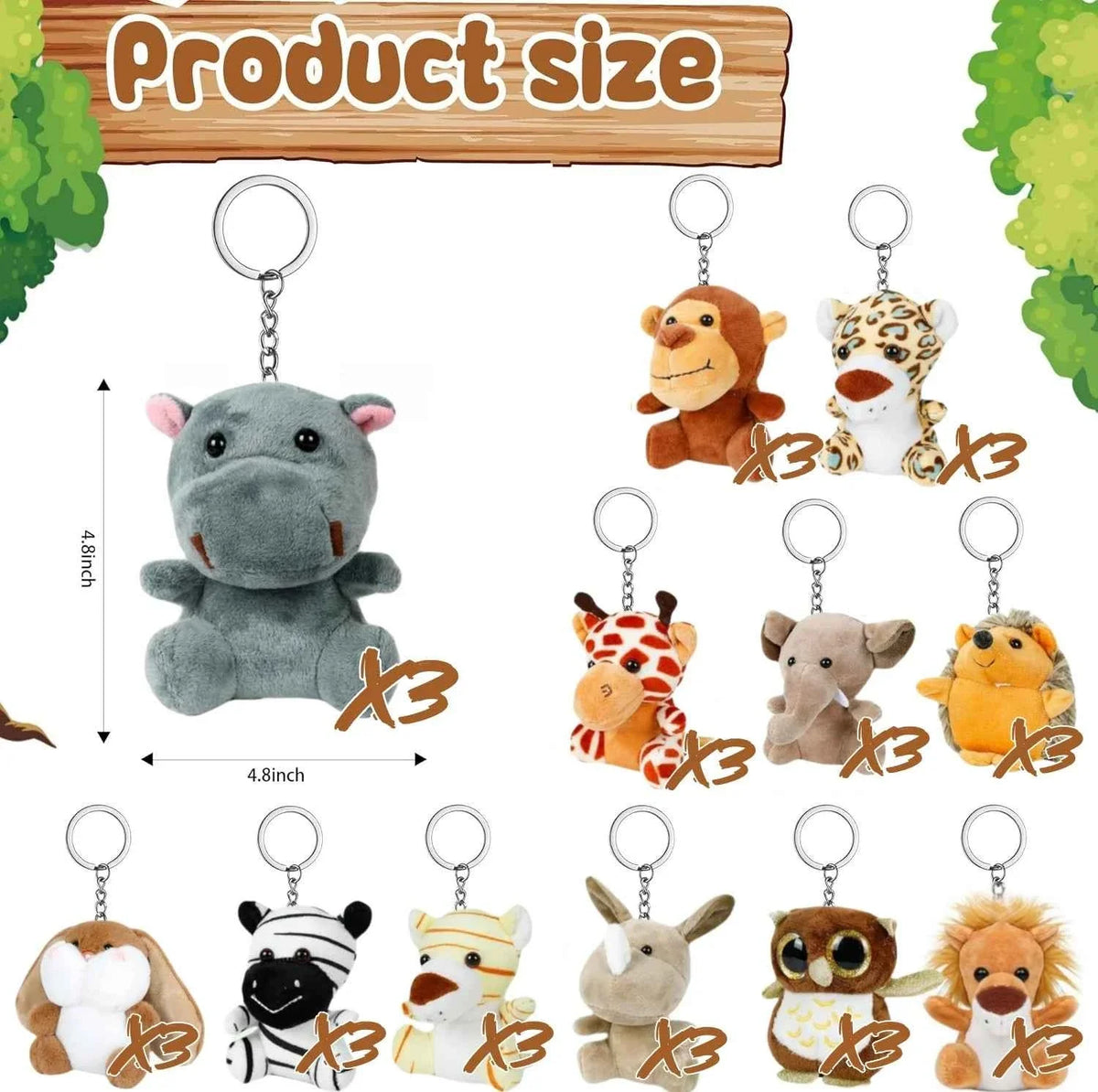 Mini Safari Plush Toy Set – Jungle Stuffed Animals Party Favor Pack