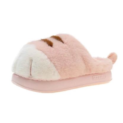 3D Cat Paw Plush Slippers – Cute Furry Warm Slip-On Indoor House Shoes for Women & Couples