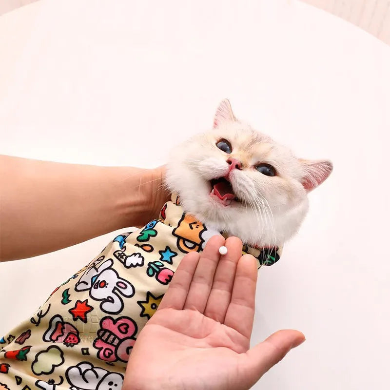 Cat Grooming Wrap - Anti-Bite, Anti-Scratch Swaddle for Medicine & Nail Clipping
