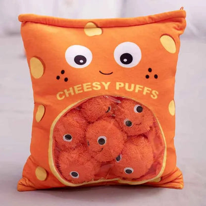 Cheesy Puffs Plush Toy Set (6–9pcs) – Cute Snack Stuffed Pillows Soft Gift for Kids