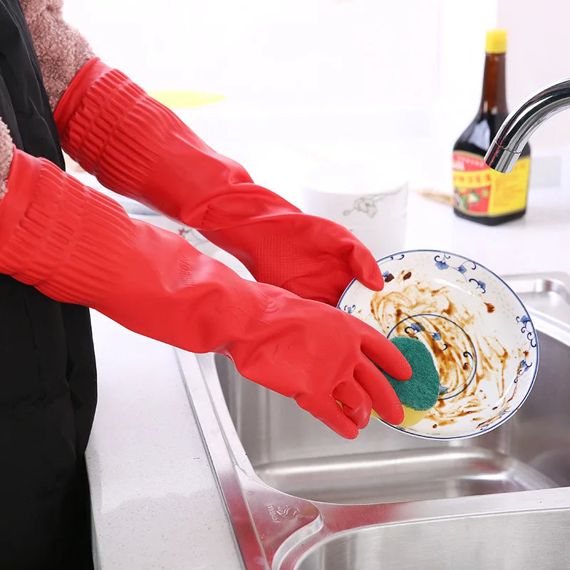 Silicone Dishwashing Gloves – Long Rubber Scrubber Cleaning Gloves