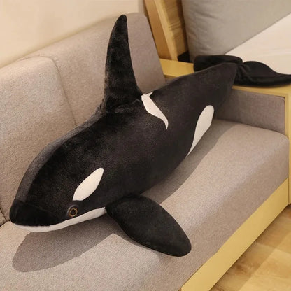 Realistic Orca Whale Plush Toy – Lifelike Killer Whale Stuffed Animal Pillow
