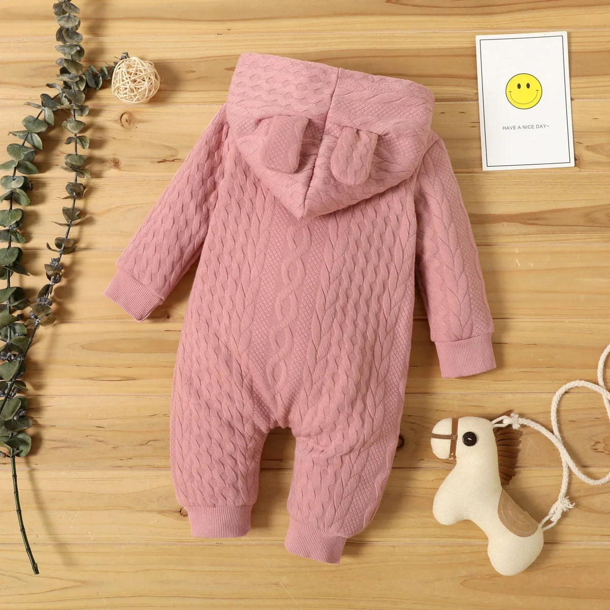 Newborn Baby Hooded Romper – Cute Ears Long Sleeve Bodysuit