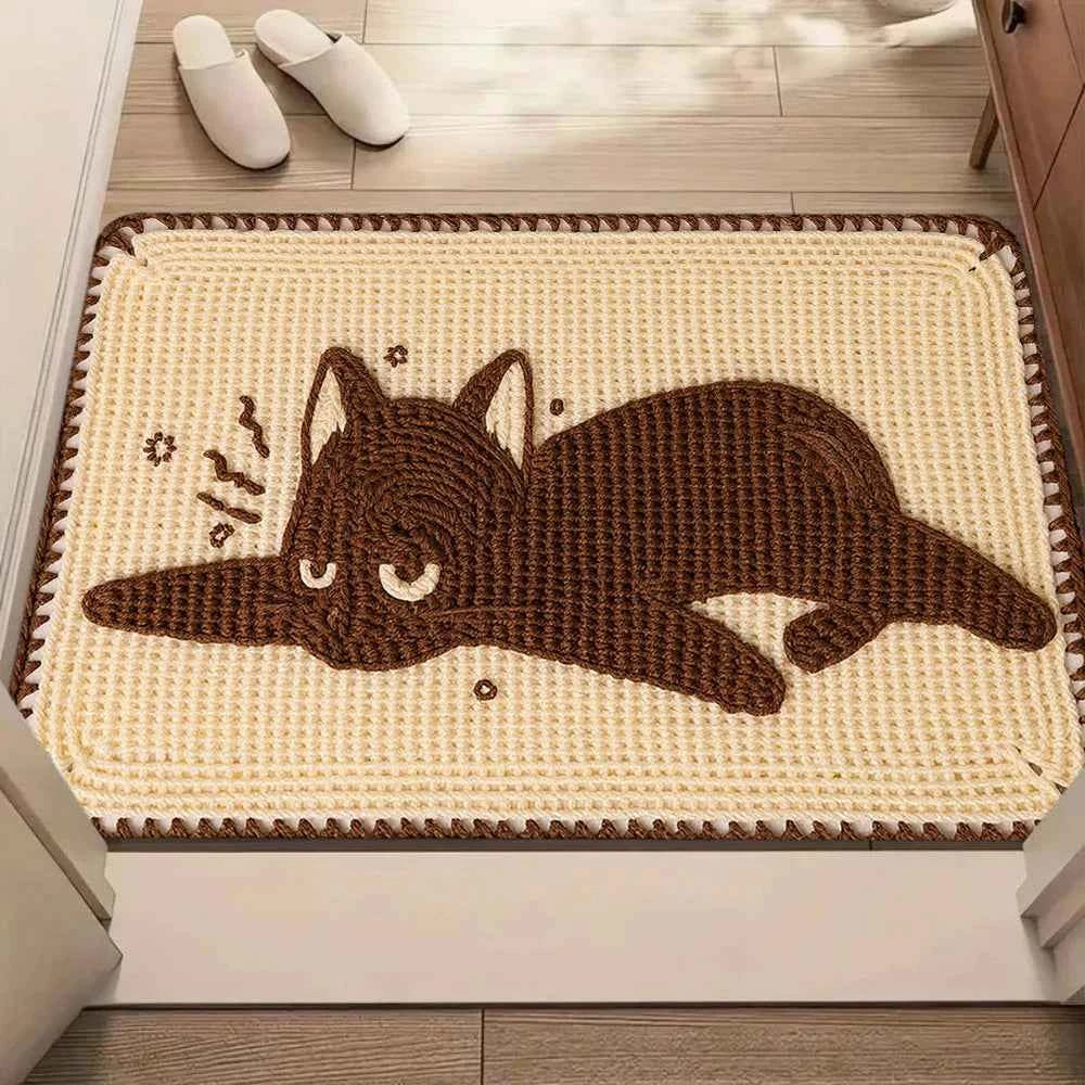 Cute Cartoon Cat Floor Mat – Soft Non-Slip Rug for Bedroom and Living Room