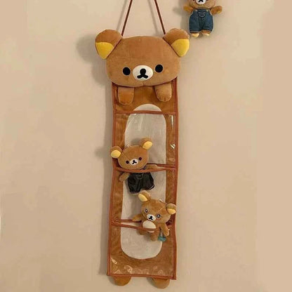 Kawaii Rilakkuma Wall Hanging Storage Bag Cartoon Bear Door