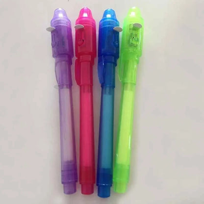 1/4Pcs Invisible Ink Pen Spy Pen with UV Light, Magic Marker for Secret Message,Treasure Box Prizes,Kids Party Favors,Toys Gift