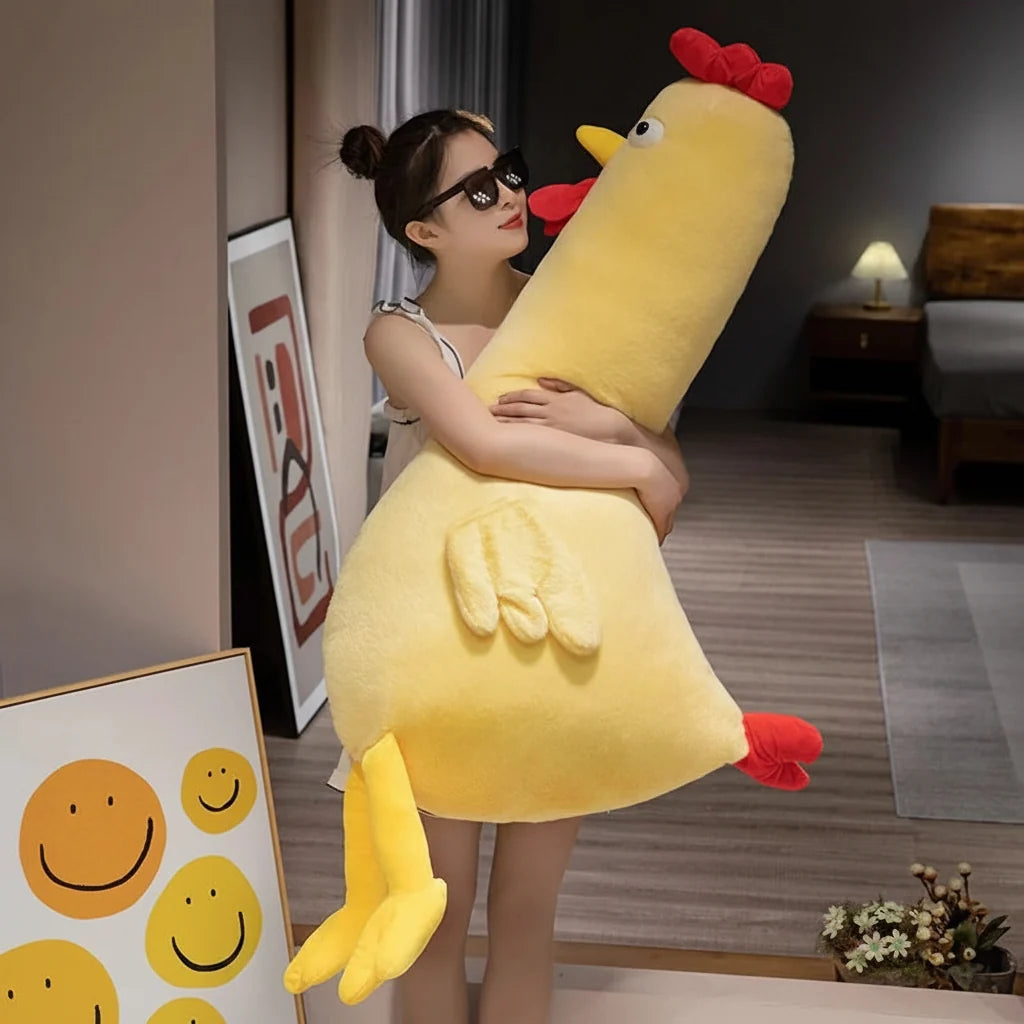 Giant Yellow Chicken Plush Pillow – Soft Stuffed Animal Cushion (60–140 cm)
