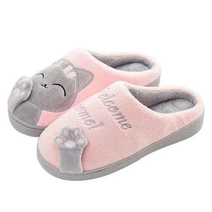 Women's Kawaii Cat Decor Slippers Comfortable Plush Lined