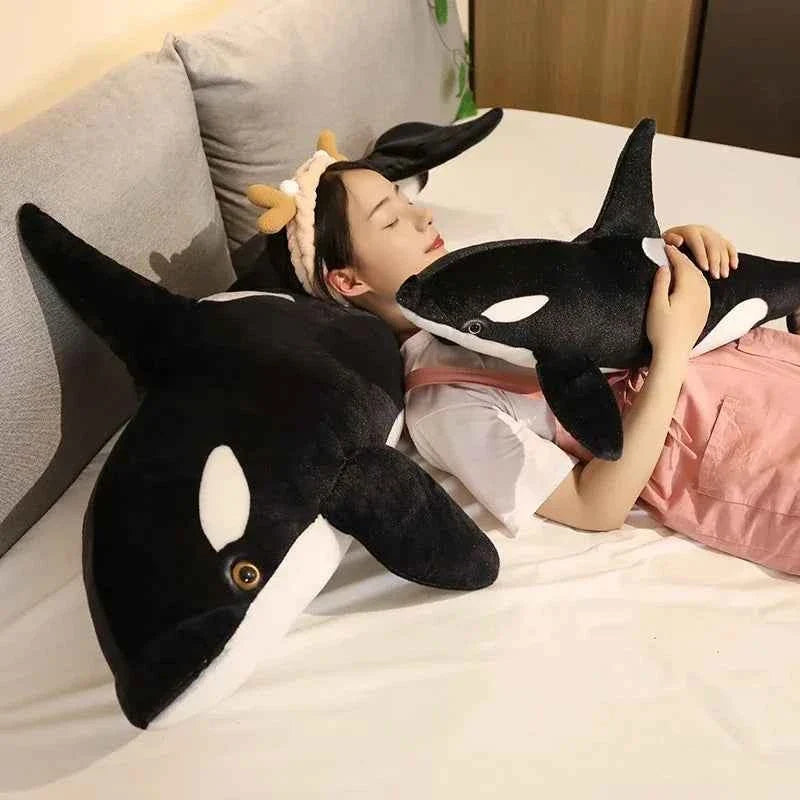Realistic Orca Whale Plush Toy – Lifelike Killer Whale Stuffed Animal Pillow