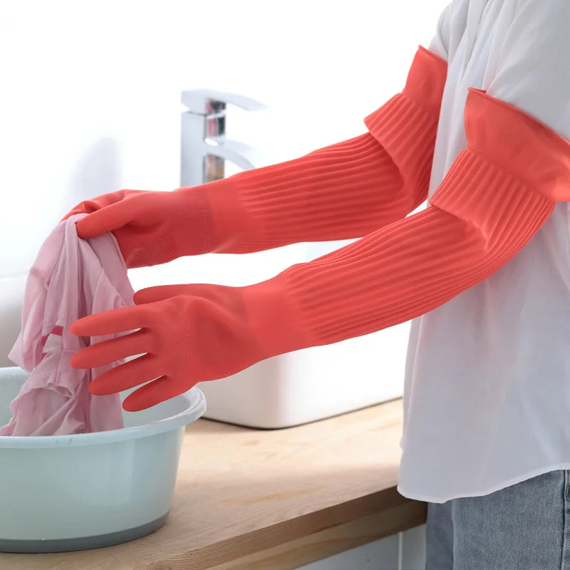 Silicone Dishwashing Gloves – Long Rubber Scrubber Cleaning Gloves