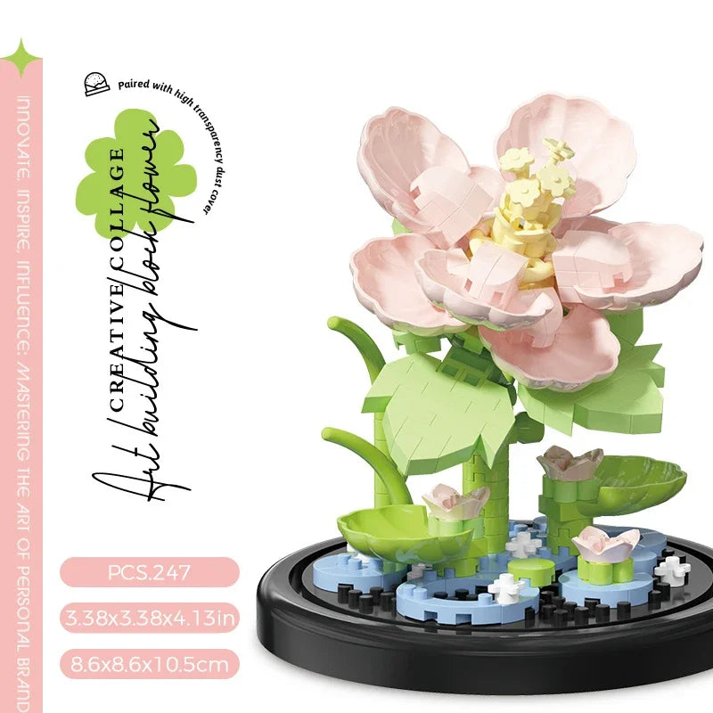 Potted Building Block Simulation Succulent Bouquet Creative Puzzle Building Block Eternal Flower Home Decoration Rose