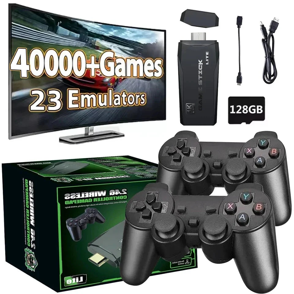 M8 4K Mini Game Stick 40000 Games Built-in with Twin 2.4G Wireless Controllers Video Game Console