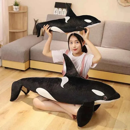 Realistic Orca Whale Plush Toy – Lifelike Killer Whale Stuffed Animal Pillow