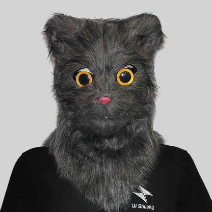 Movable Mouth Cat Mask – Realistic Full Head Cat Cosplay Mask