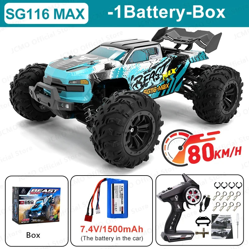 SG116MAX 80KM/H High Speed RC Car Brushless 4WD Off-Road Drift Remote Control Car 1:16 Professional Racing Cars SG116PRO 40KM/H