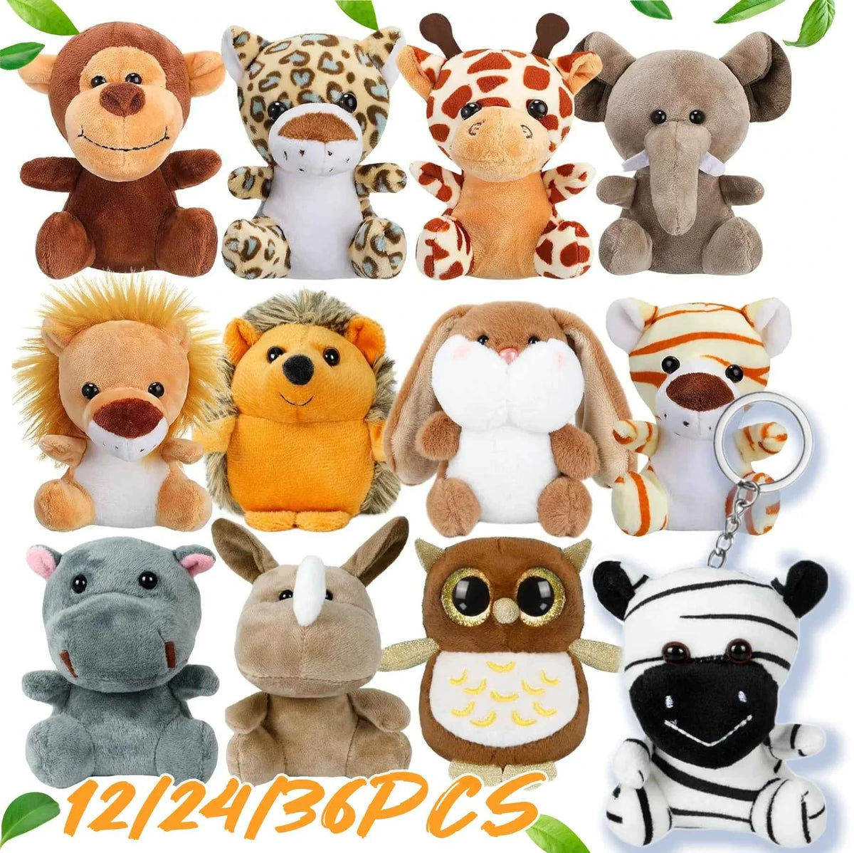 Mini Safari Plush Toy Set – Jungle Stuffed Animals Party Favor Pack