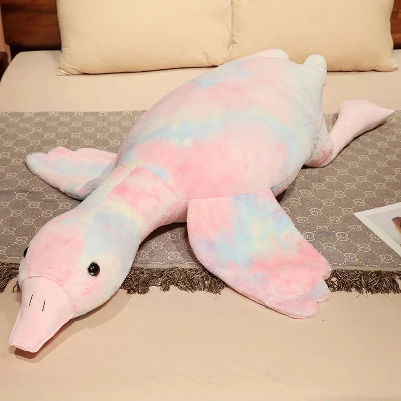 Giant Colorful Goose Plush Pillow – 130cm Long Stuffed Hug Cushion