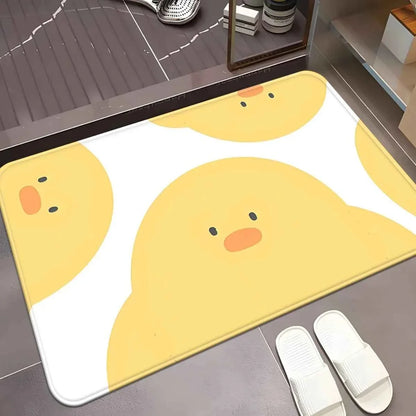 Cute Yellow Duck Face Doormat Non-Slip Absorbent Rug