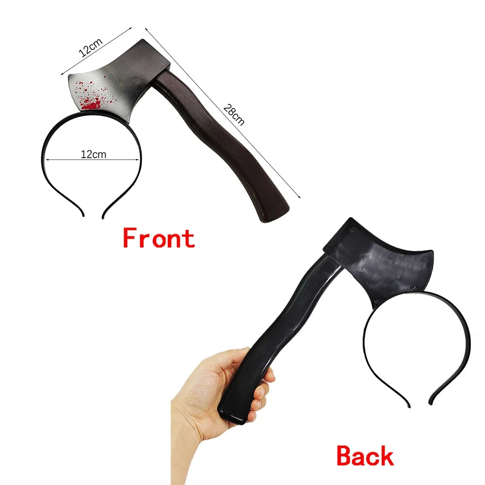Halloween Hair Hoop Horror Blood Fake Ax Saws Knife Gothic Headband Halloween Party Masquerade Cosplay Prop Decor Accessories