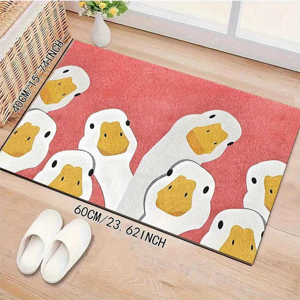 Cartoon Duck Print Outdoor Floor Mat Soft Machine Washable