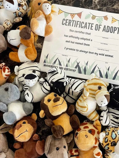 Mini Safari Plush Toy Set – Small Jungle Stuffed Animals Party Pack
